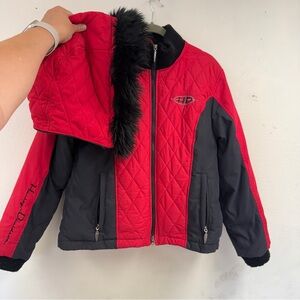 Harley Davidson, puffer warm down jacket with removable hood, women’s size L